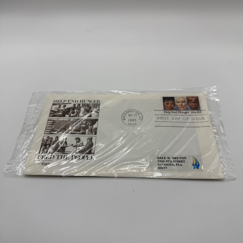 1985 USPS Help End Hunger First Day of Issue 22c Stamp Cover Jerry Pinkney Art